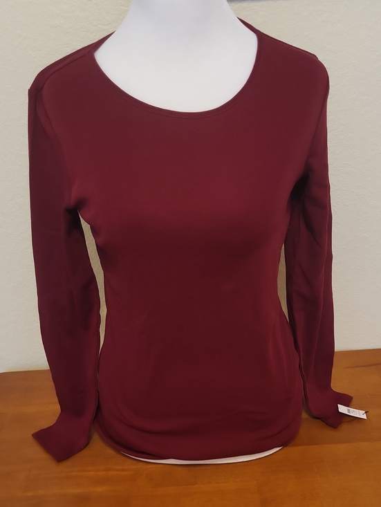 Talbots Tops - Talbots Women's Burgundy Long-Sleeve Crewneck Top